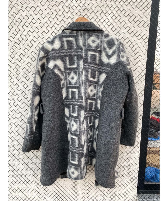 Gray, patterned wool coat