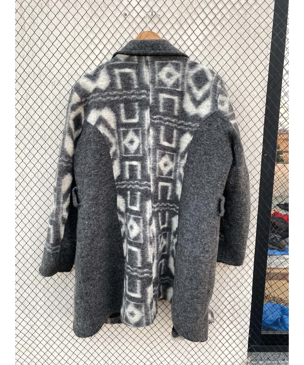 Gray, patterned wool coat