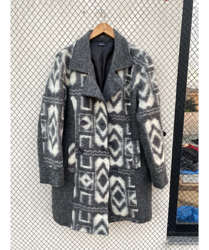 Gray, patterned wool coat