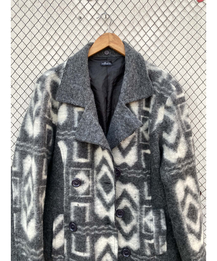 Gray, patterned wool coat