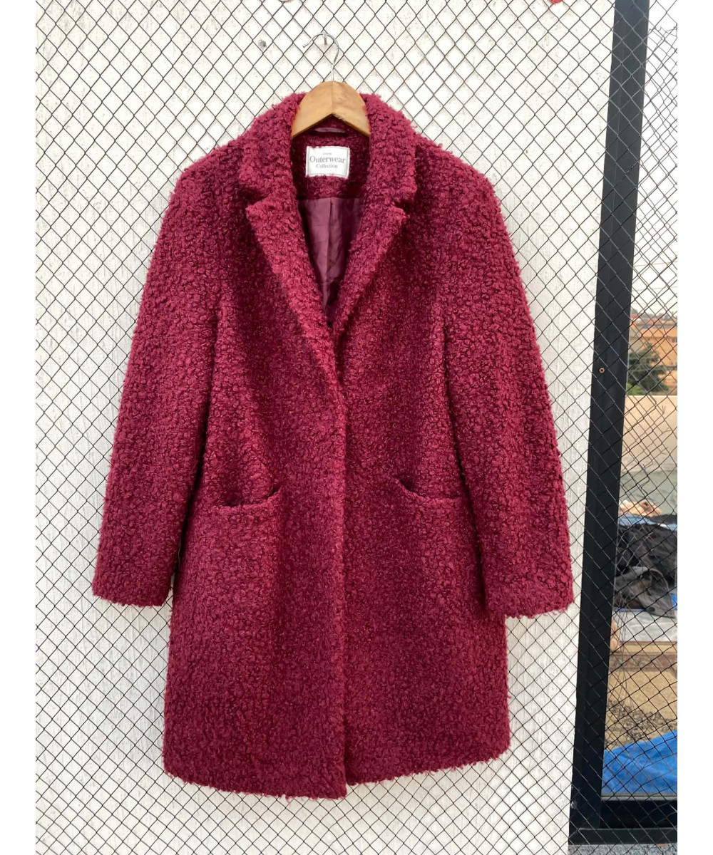 Red boucle coat