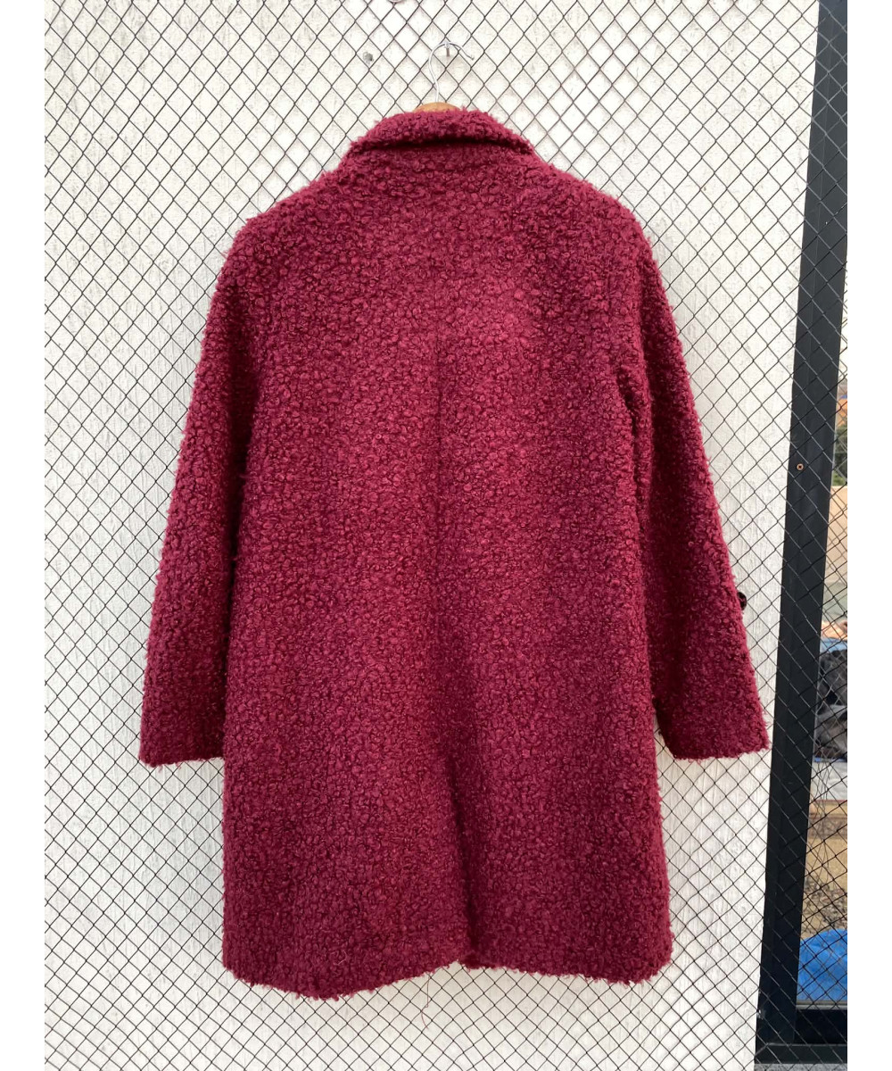 Red boucle coat