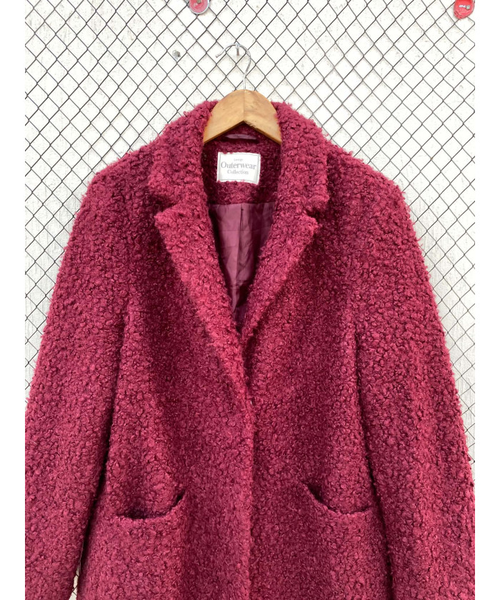 Red boucle coat