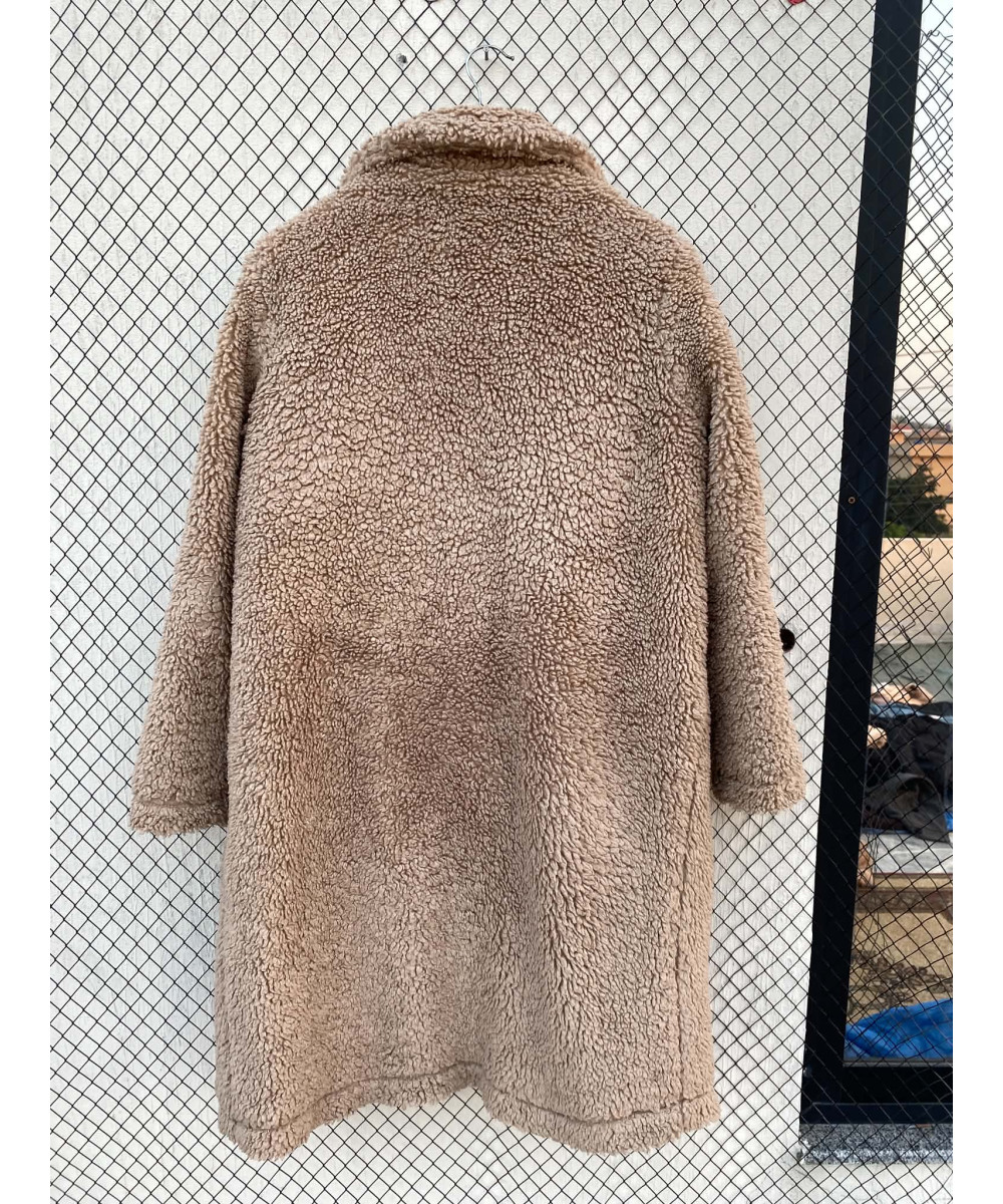 Fawn colored, long teddy coat