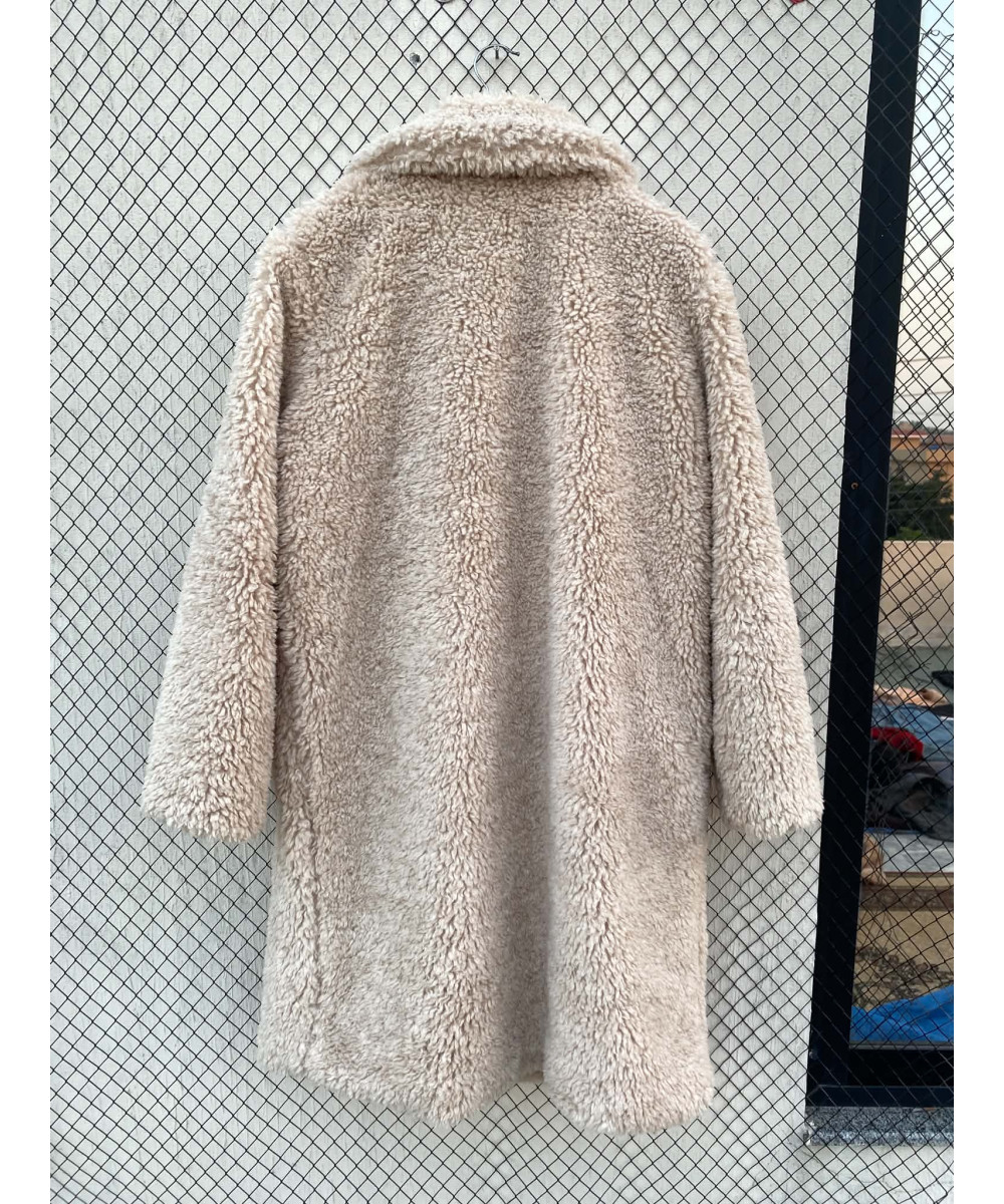Cream colored, long fur coat