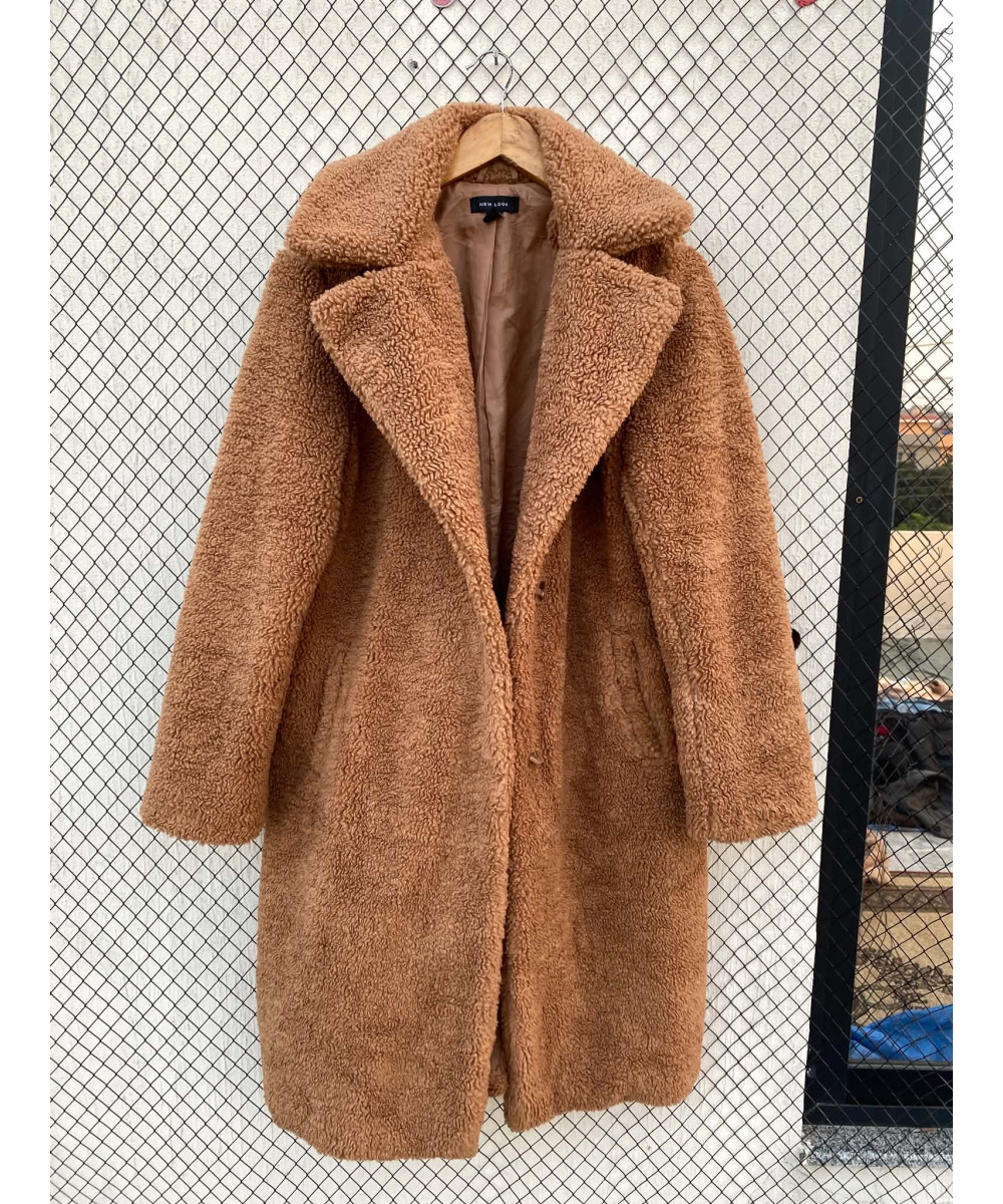 Brown long teddy coat