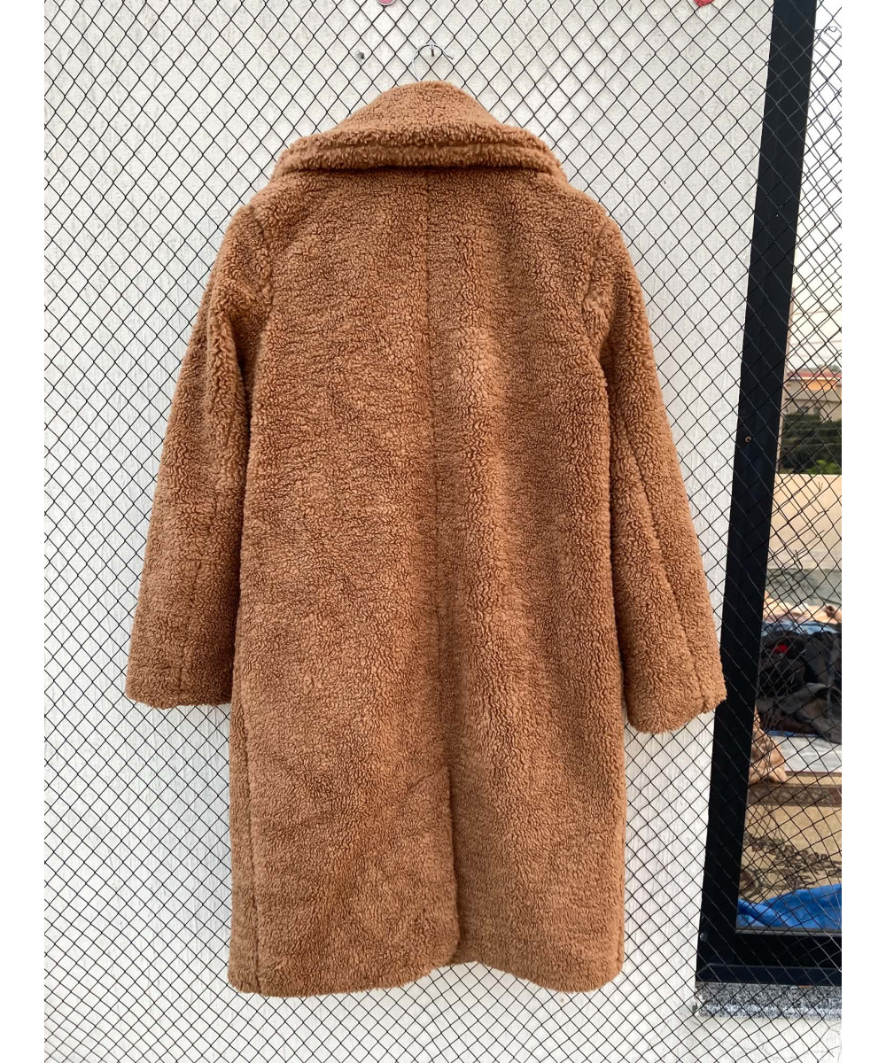 Brown long teddy coat