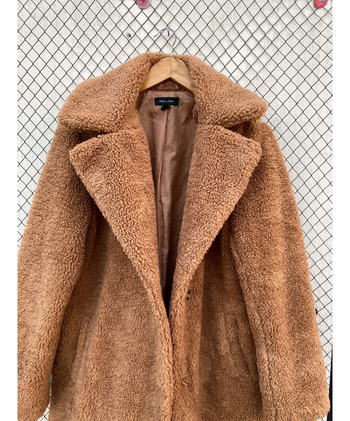 Brown long teddy coat