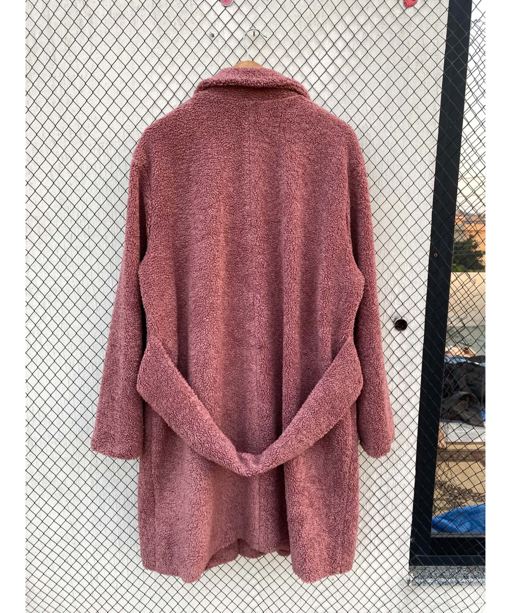Tea pink, long, teddy coat