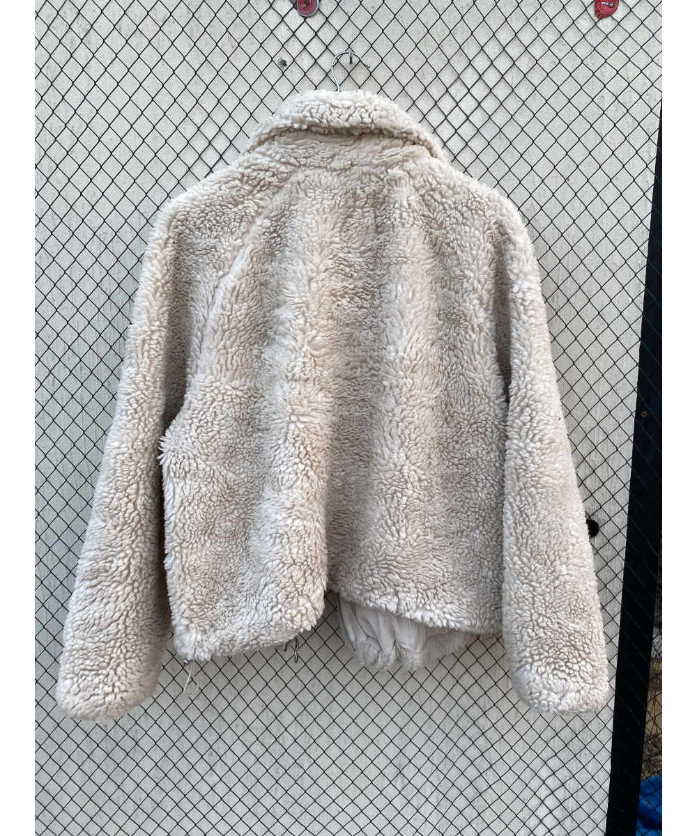 Off white colored teddy zipper jacket