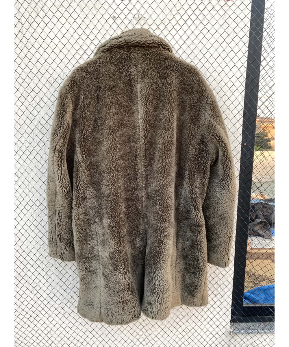 Green long teddy coat