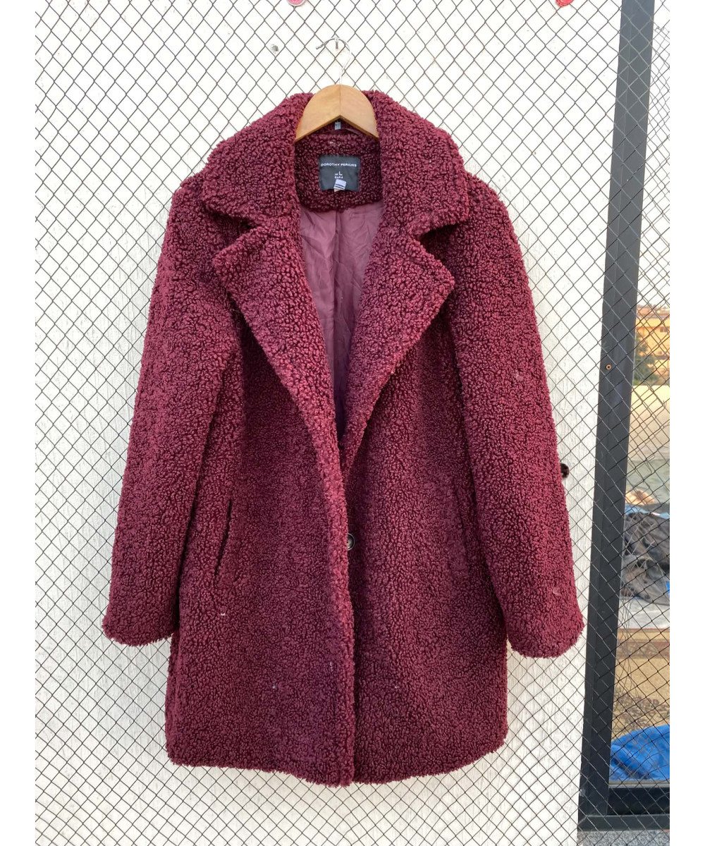 Maroon long teddy coat
