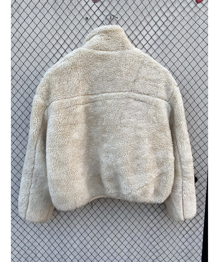 Cream colored teddy zipper jacket