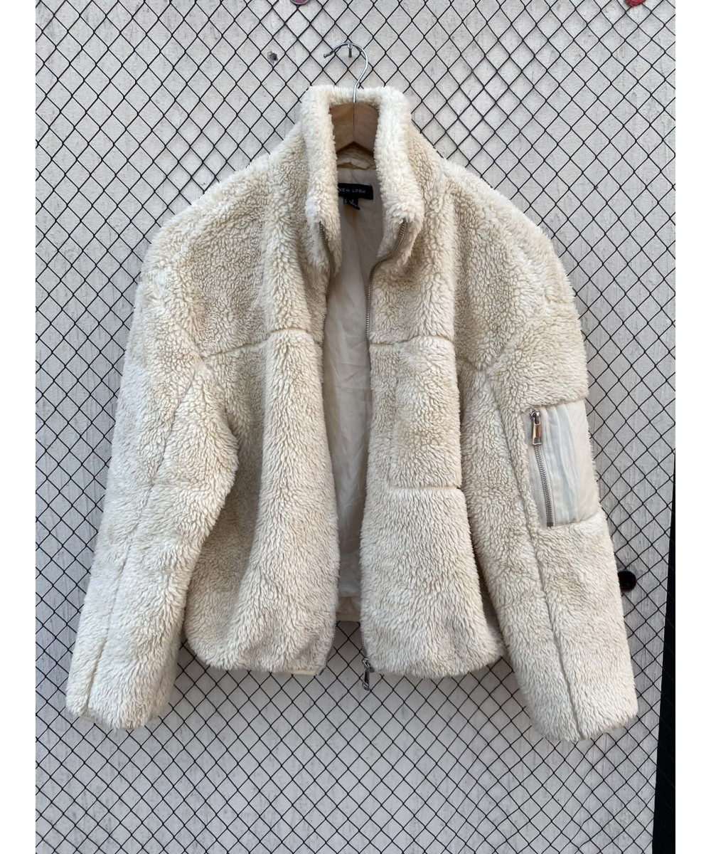Cream colored teddy zipper jacket