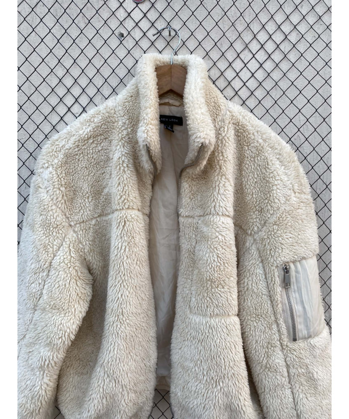 Cream colored teddy zipper jacket