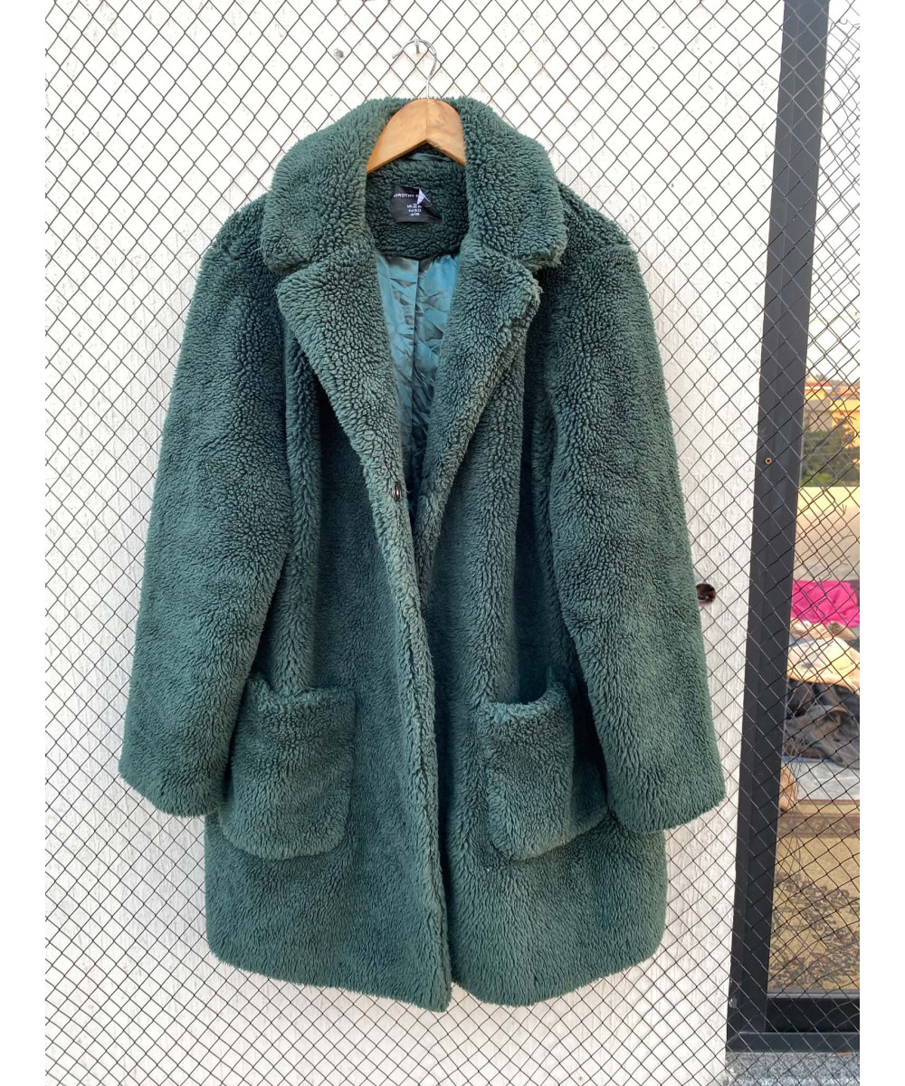 Green teddy coat