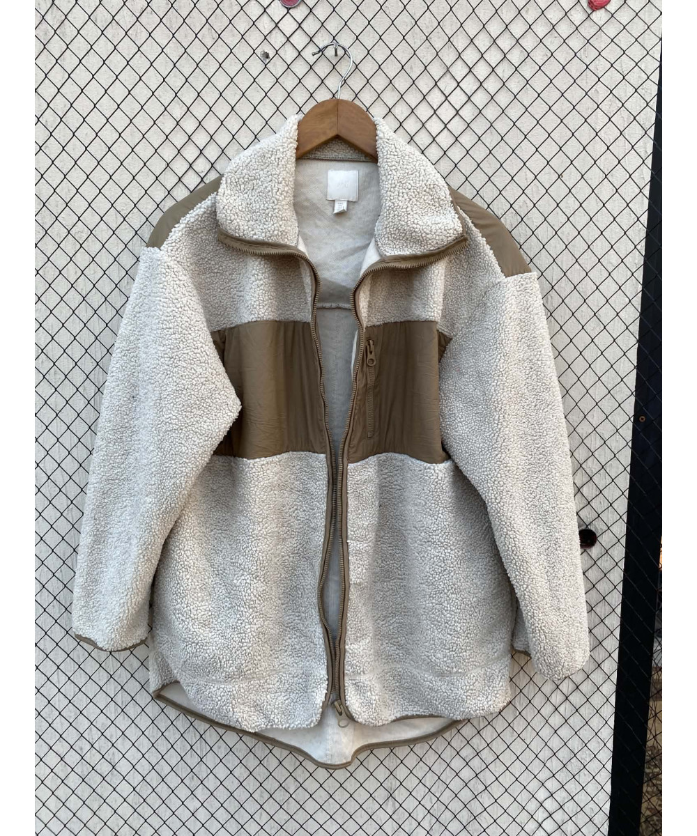 White teddy zipper jacket