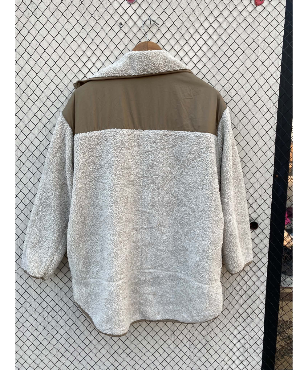White teddy zipper jacket