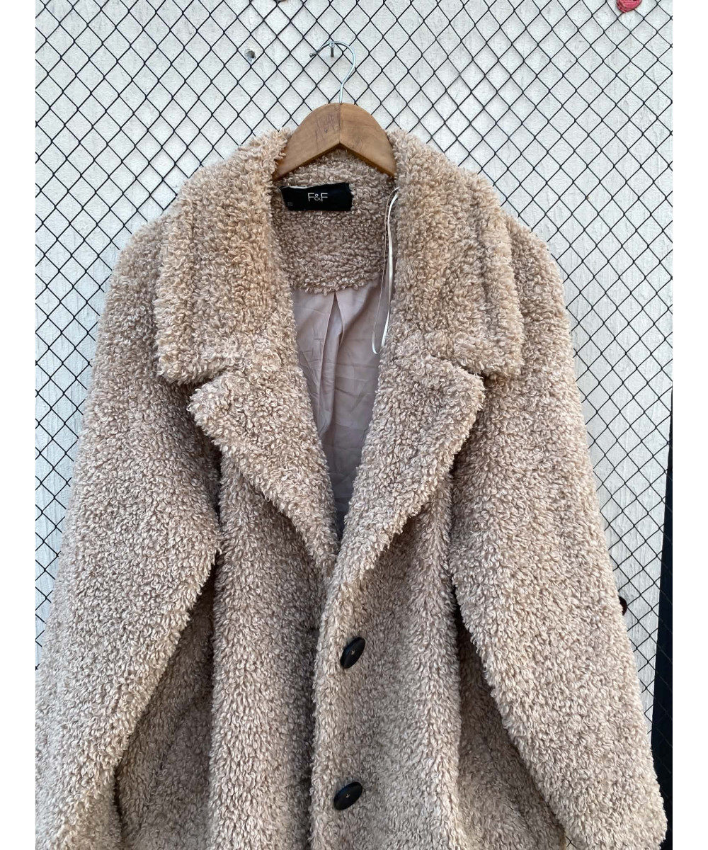 Beige long teddy coat