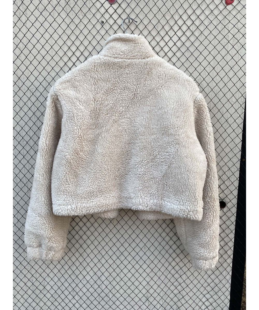 Cream colored, crop, teddy jacket