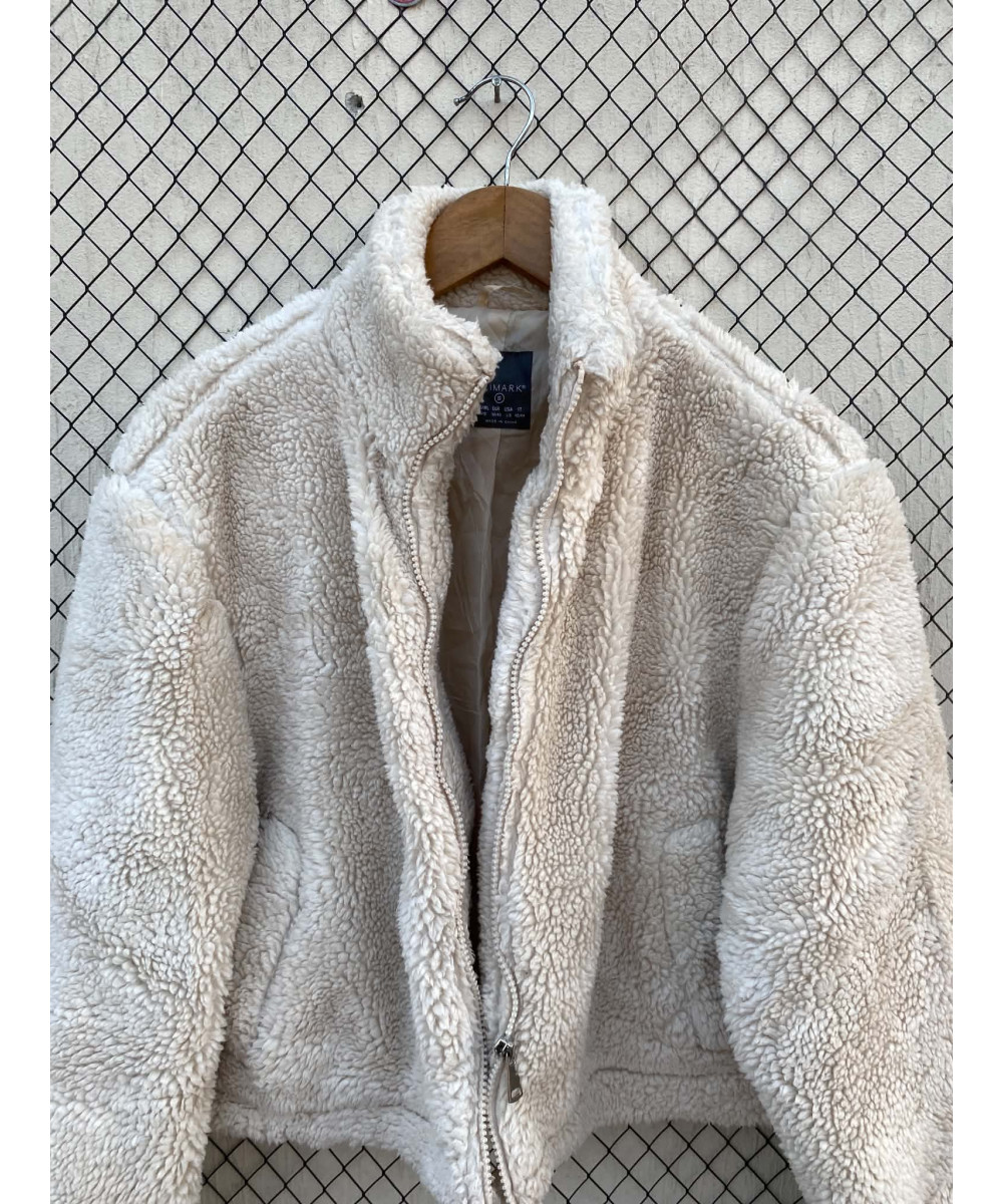 Cream colored, crop, teddy jacket