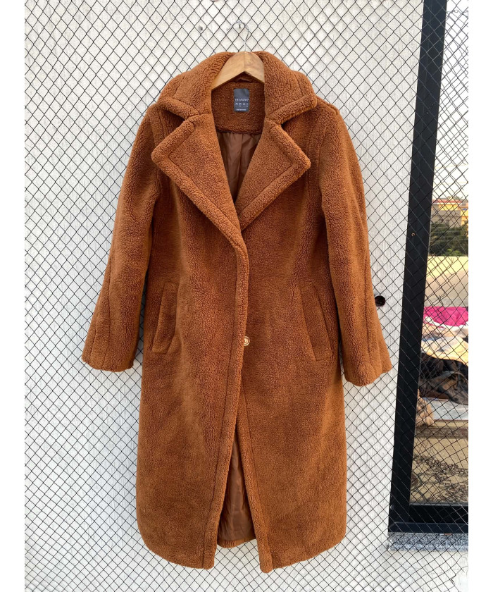 Burnt orange, long teddy coat