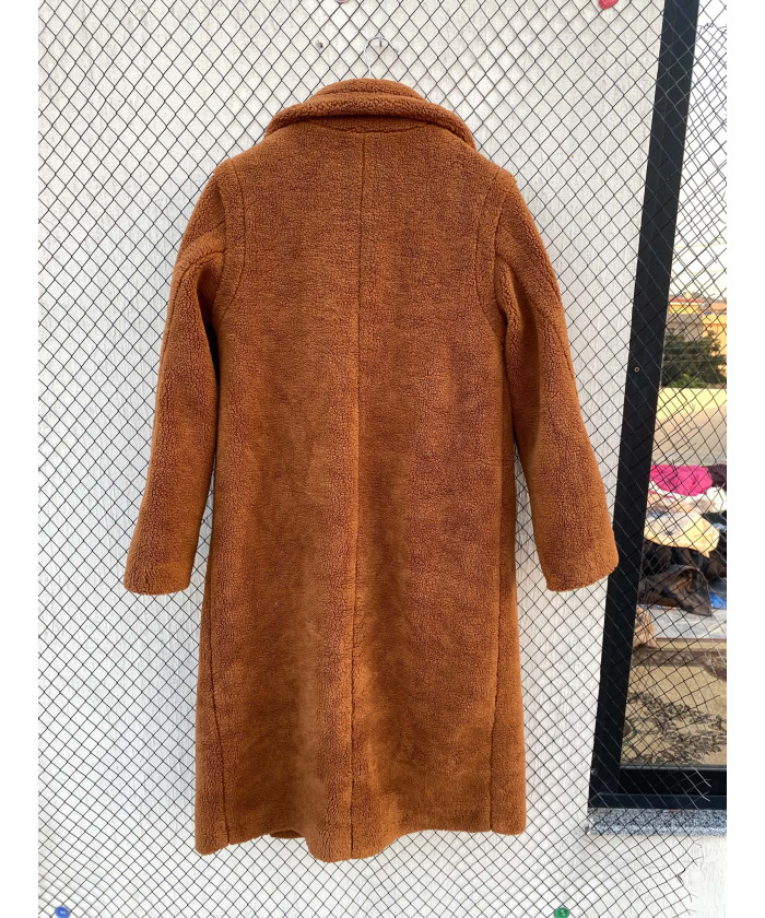Burnt orange, long teddy coat