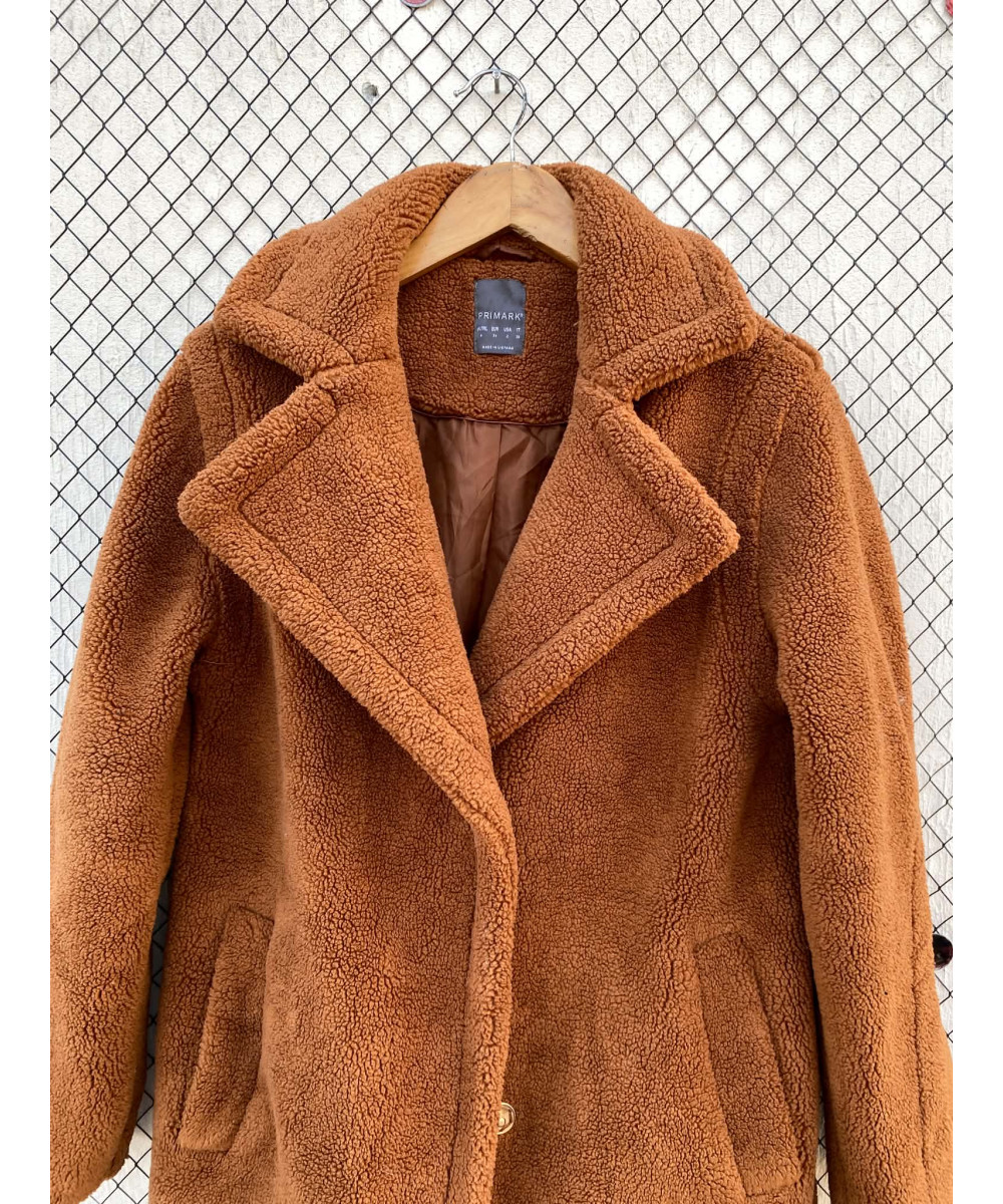 Burnt orange, long teddy coat