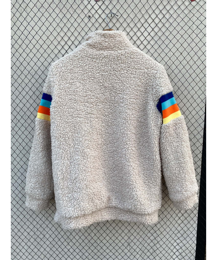 Cream colored, teddy, zipper jacket