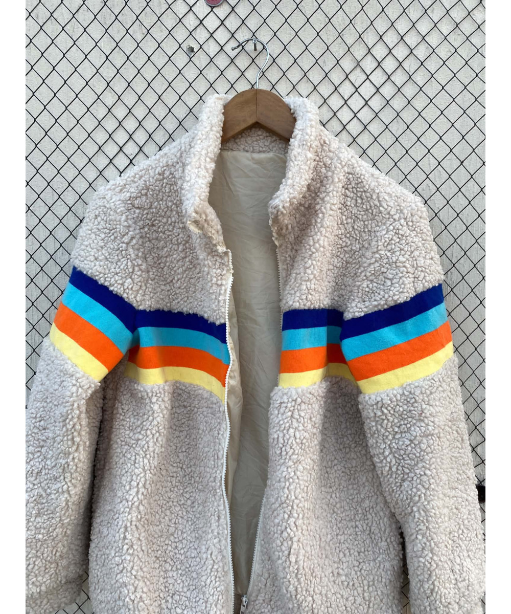 Cream colored, teddy, zipper jacket