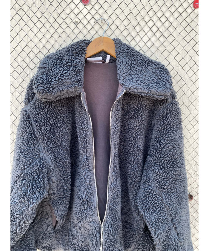 Grey, teddy, zipper jacket