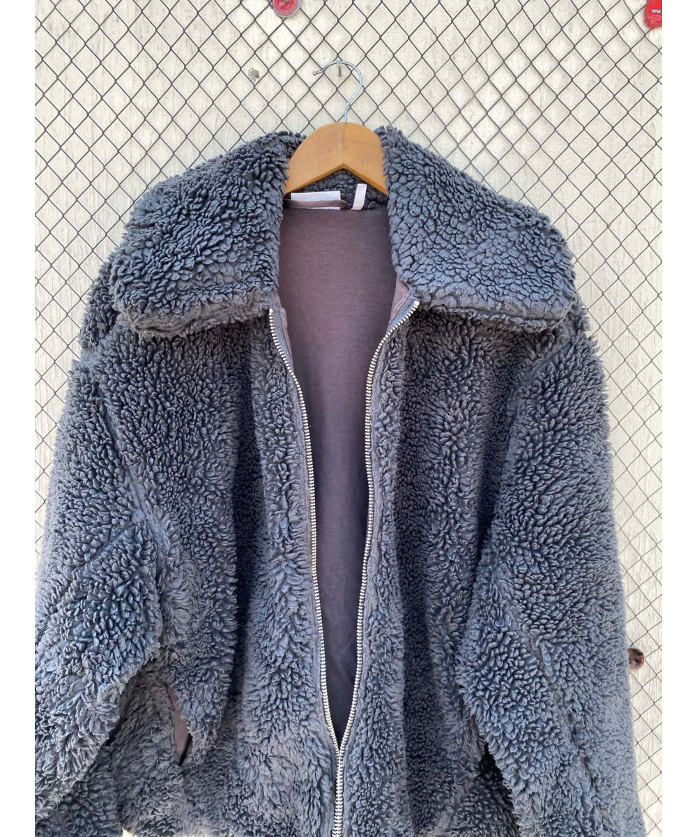 Grey, teddy, zipper jacket