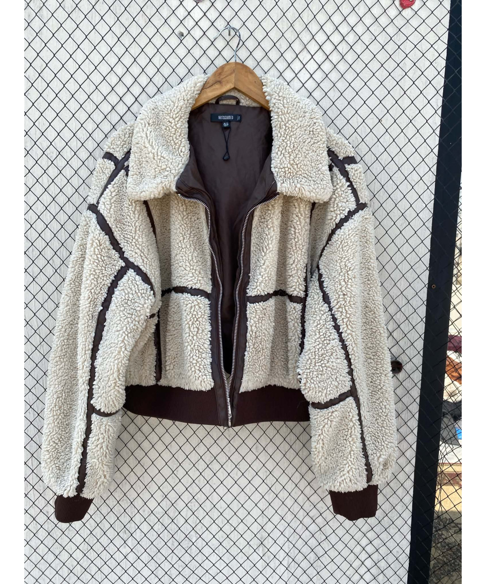 Cream colored, teddy, zipper jacket