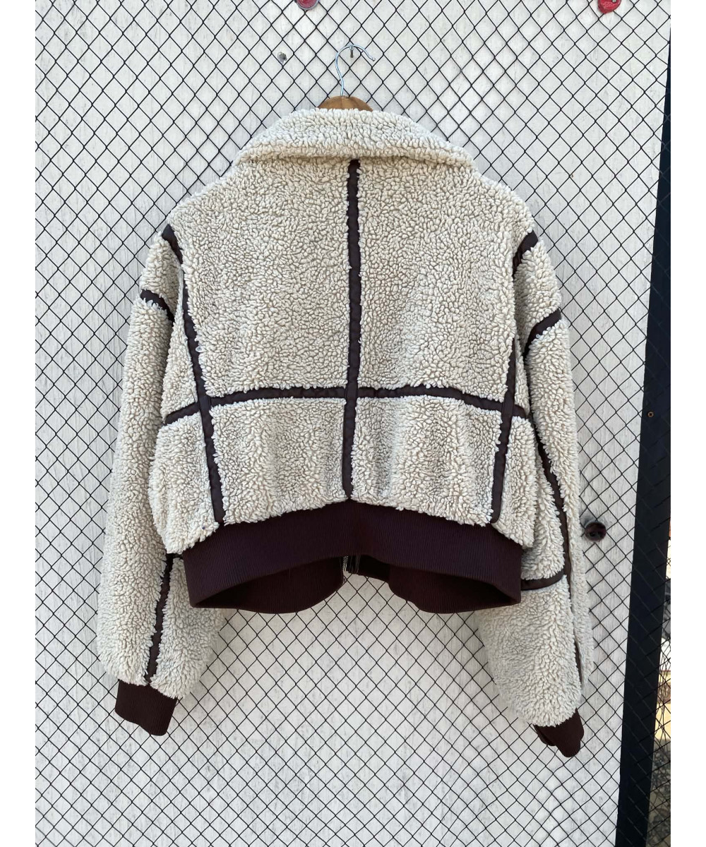 Cream colored, teddy, zipper jacket