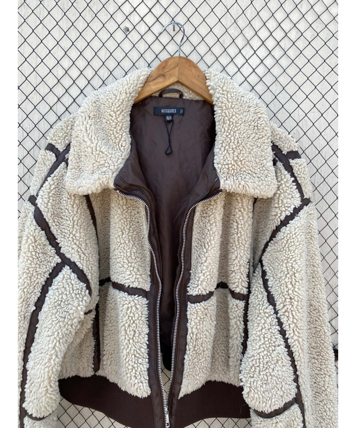 Cream colored, teddy, zipper jacket