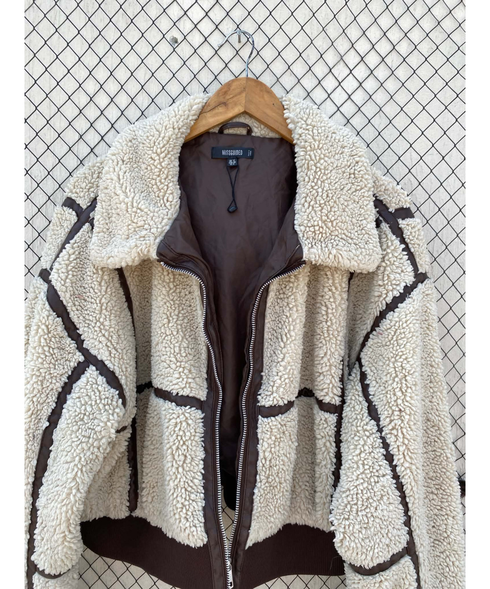 Cream colored, teddy, zipper jacket