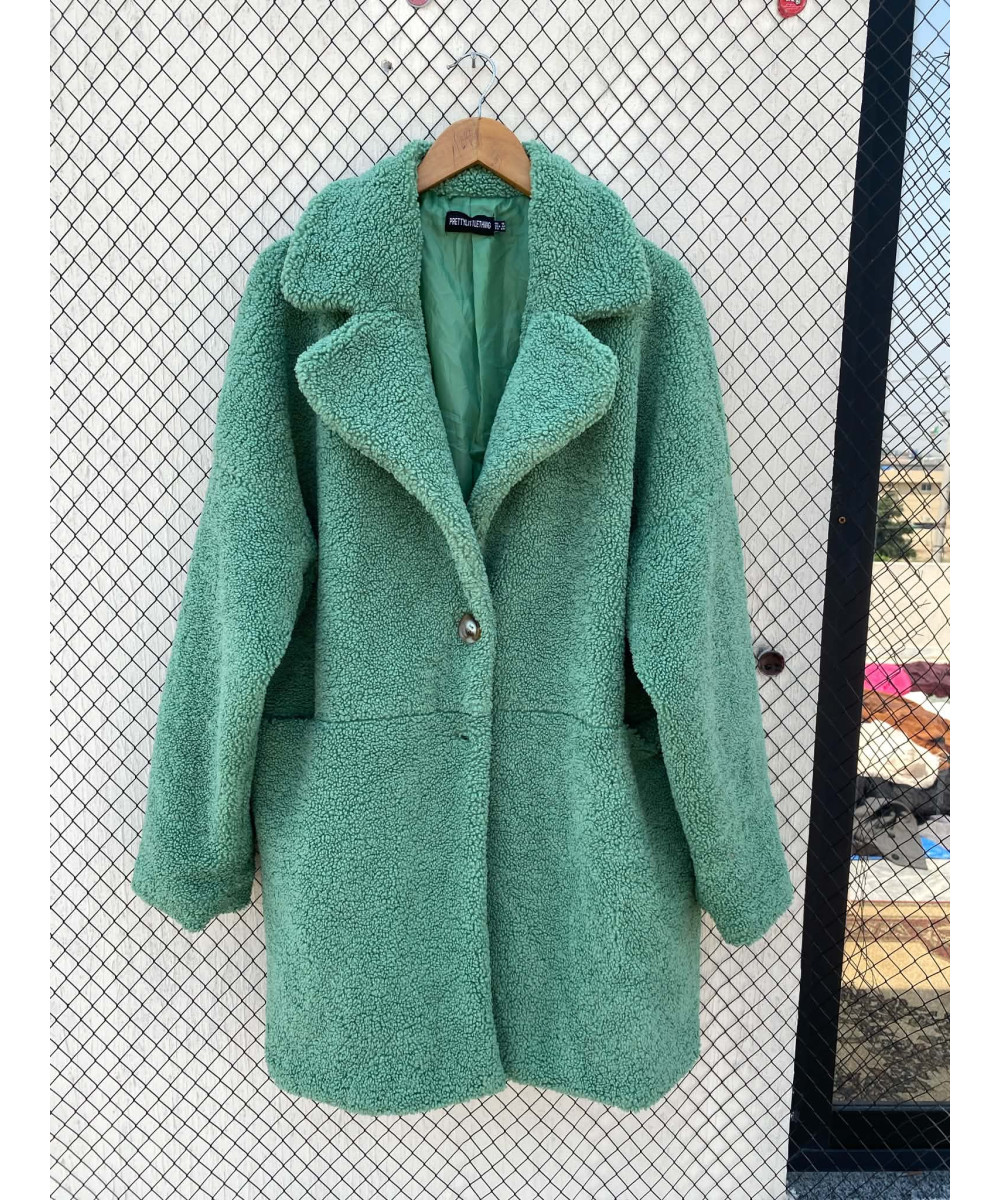 Green teddy coat