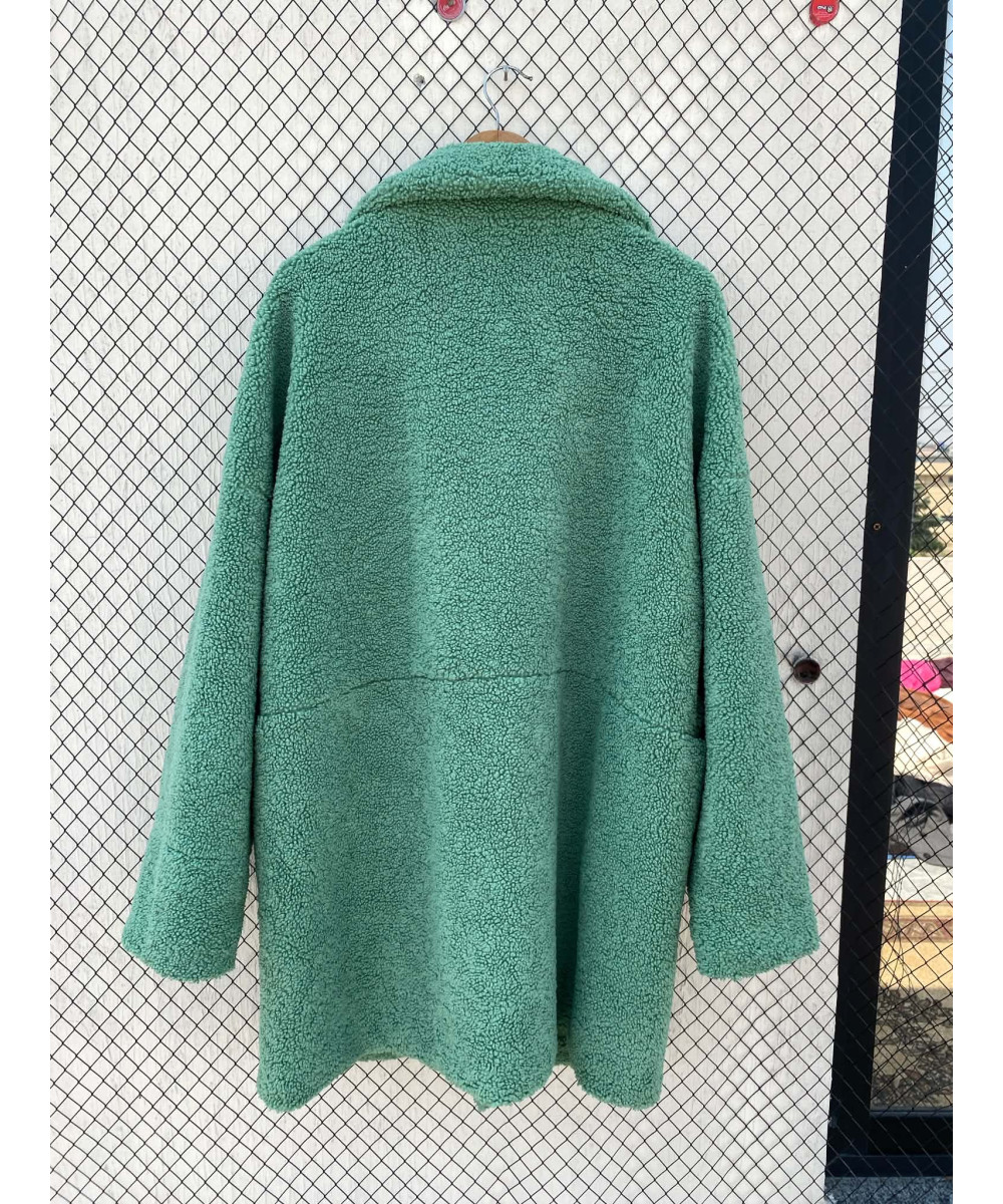 Green teddy coat