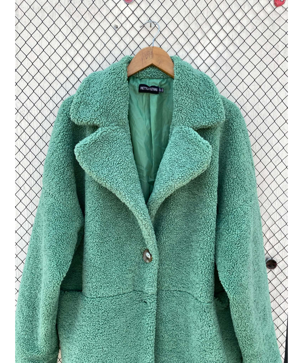 Green teddy coat