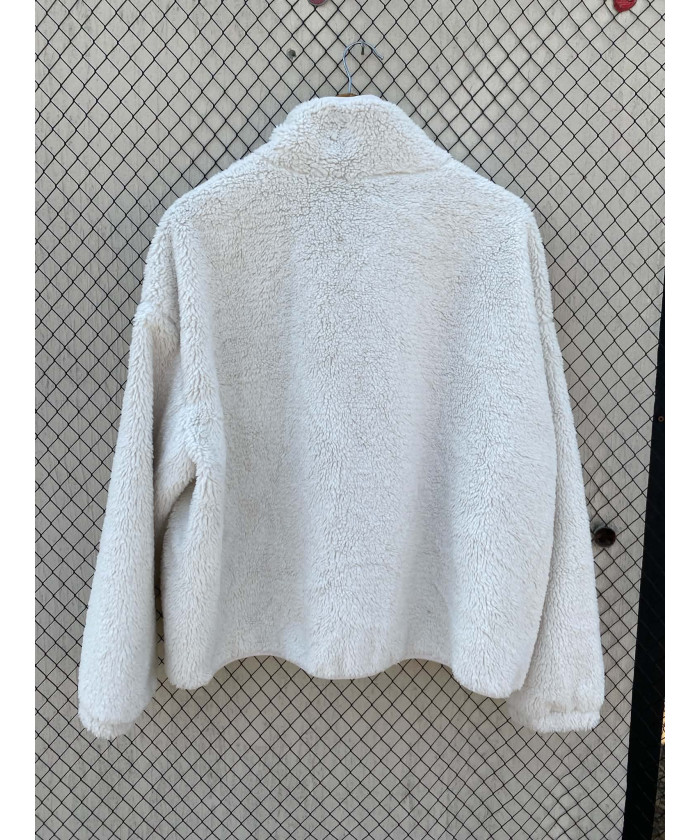 White teddy zipper jacket