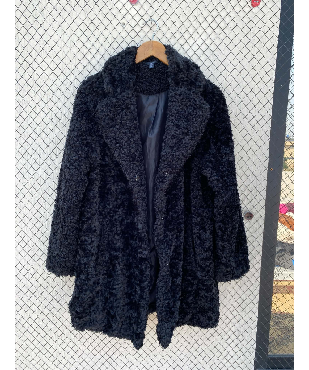 Black, fur coat
