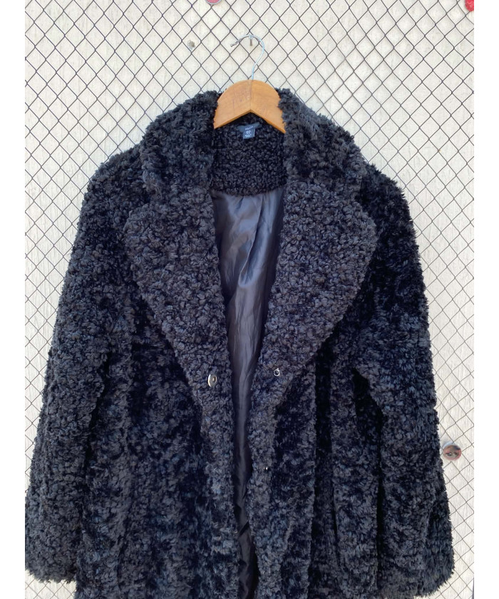 Black, fur coat