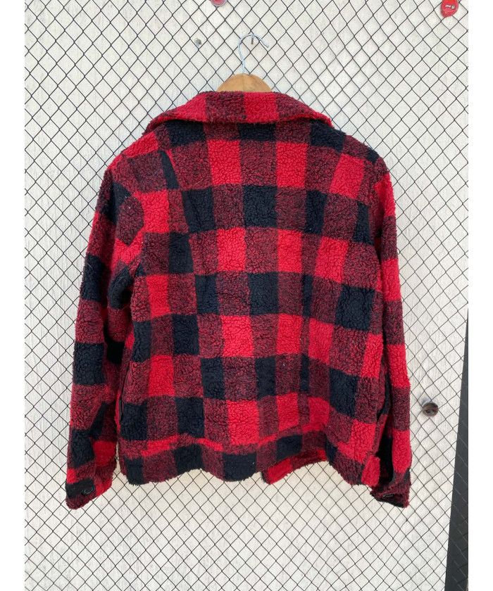 Red, checkered, teddy jacket