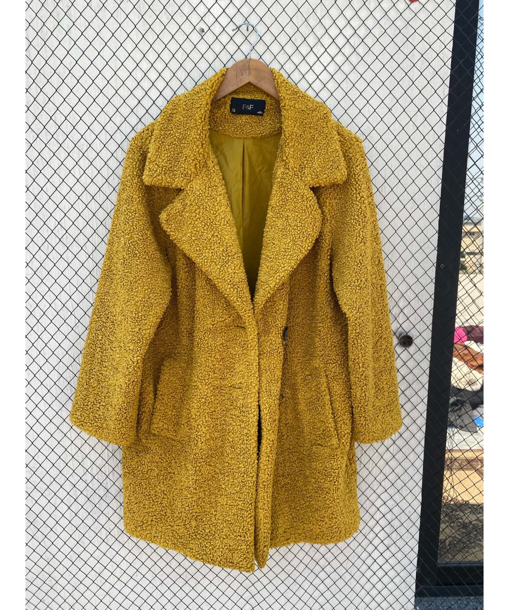 Mustard colored, teddy coat