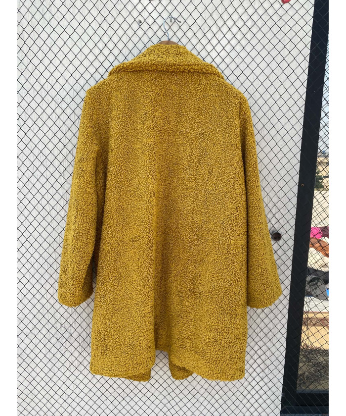 Mustard colored, teddy coat