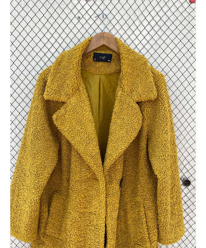 Mustard colored, teddy coat