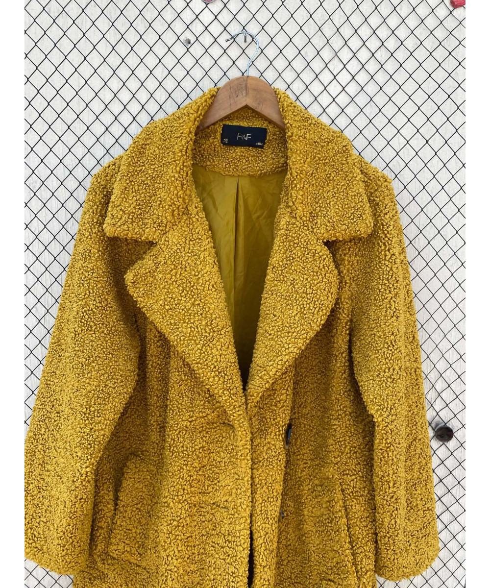 Mustard colored, teddy coat