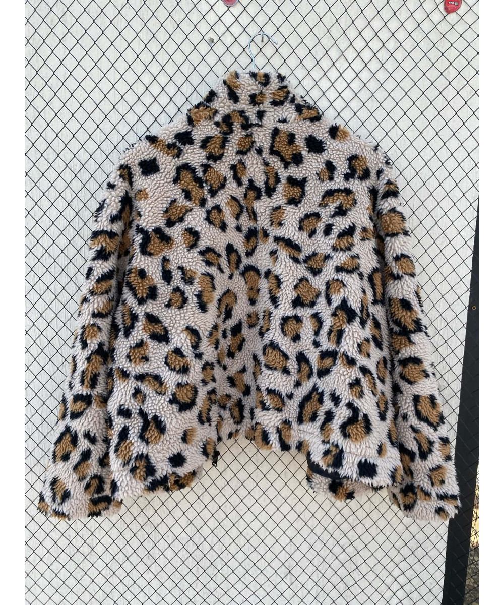 Cheetah printed, teddy, zipper jacket