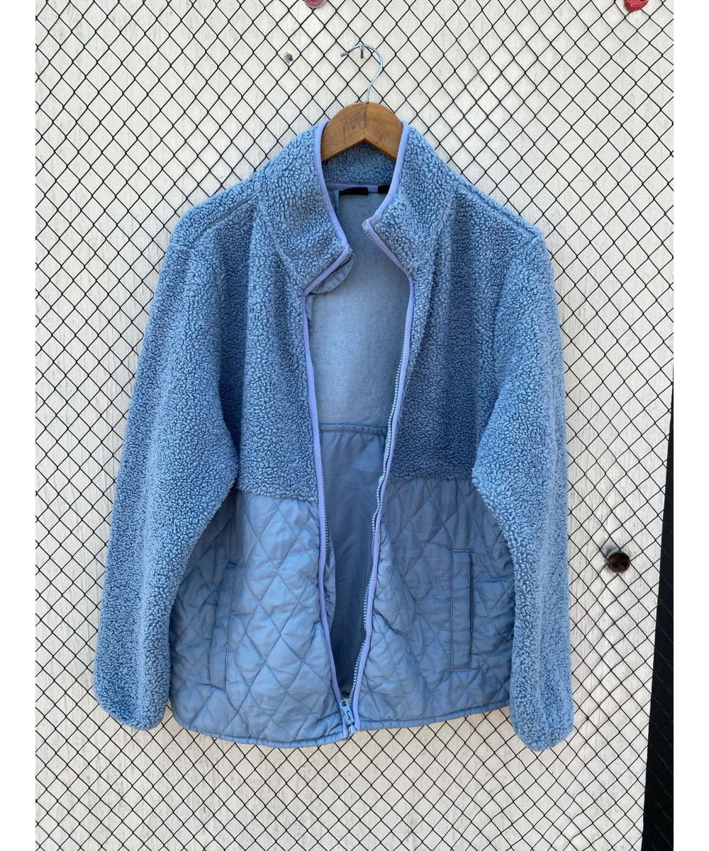 Blue, teddy, zipper jacket