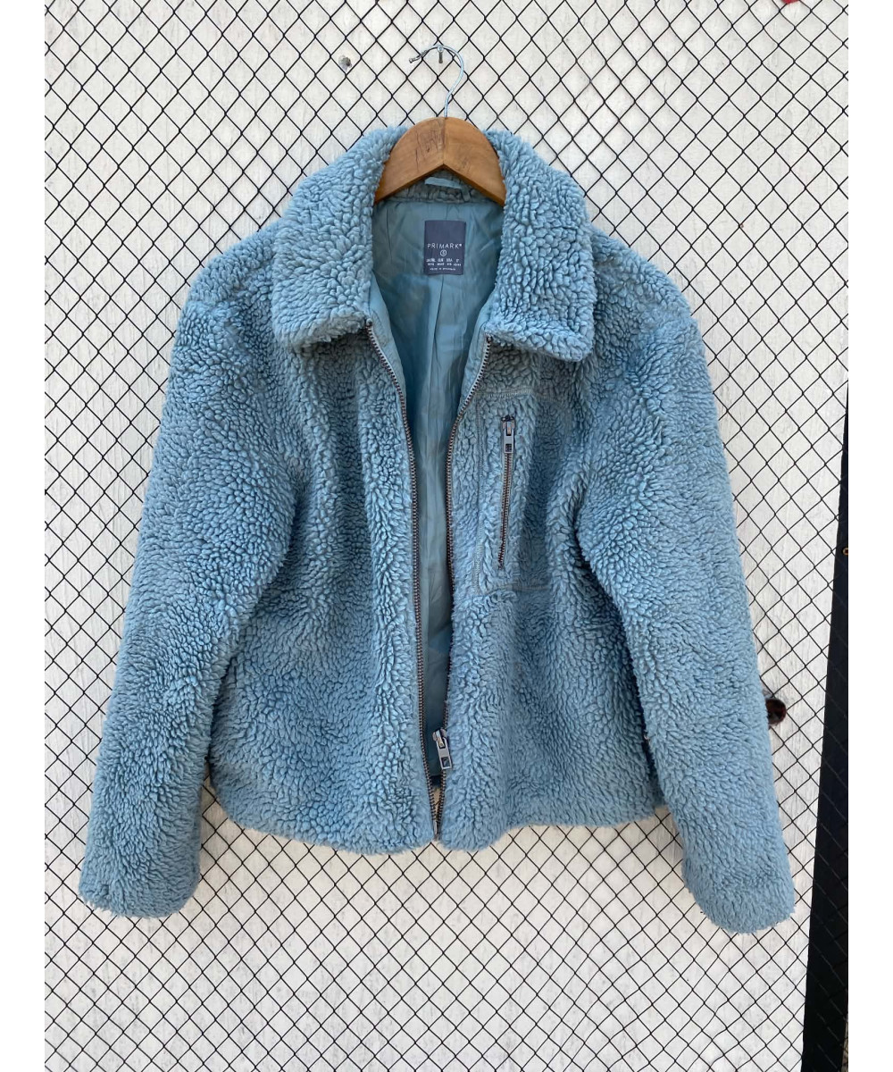 Blue, teddy, zipper jacket